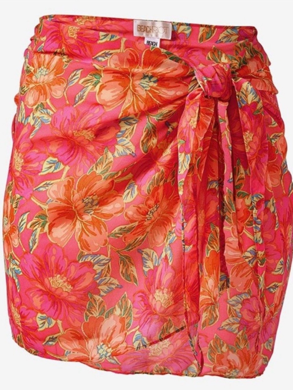 Beach Riot Pink Floral Cover-Up with Green Accents